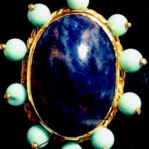18k Heavy Vintage Lápiz Turquoise Ring